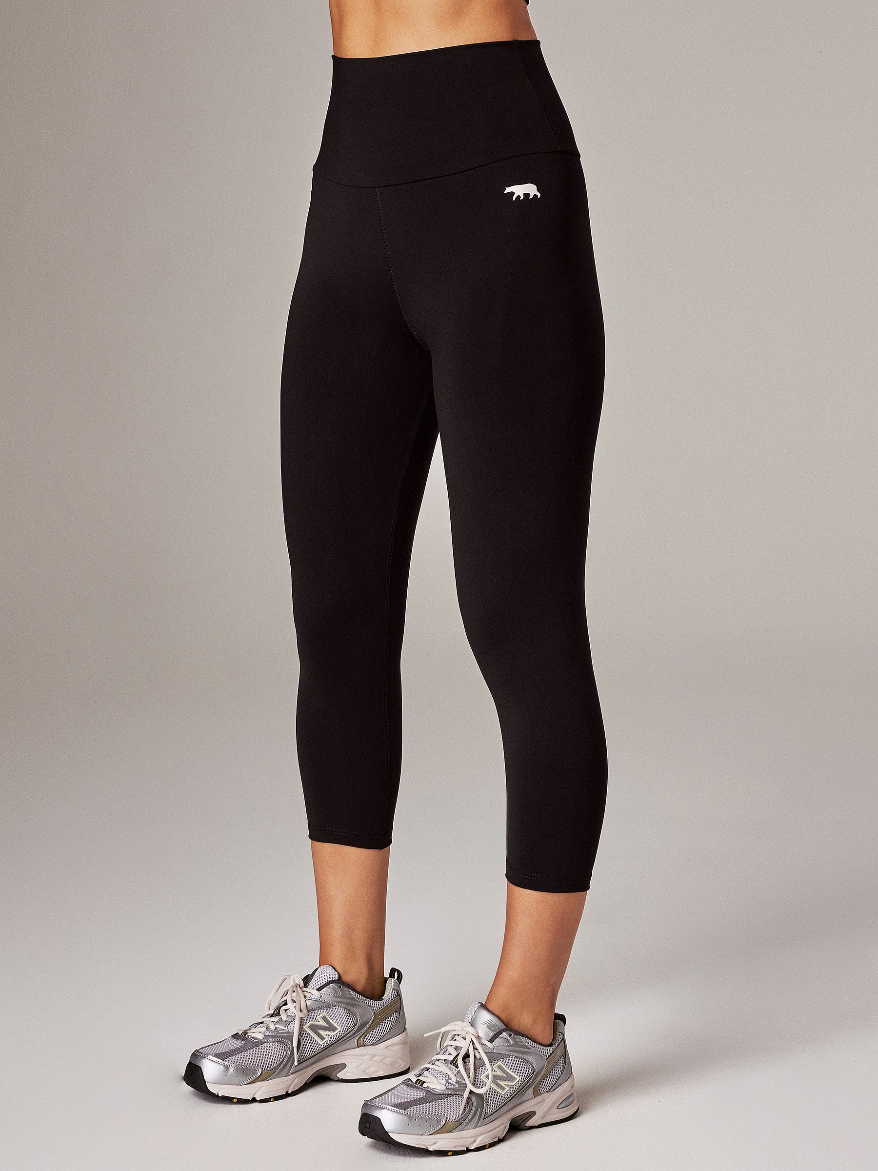 Womens High-Waist Black 3/4 Leggings. Activewear by Running Bare.